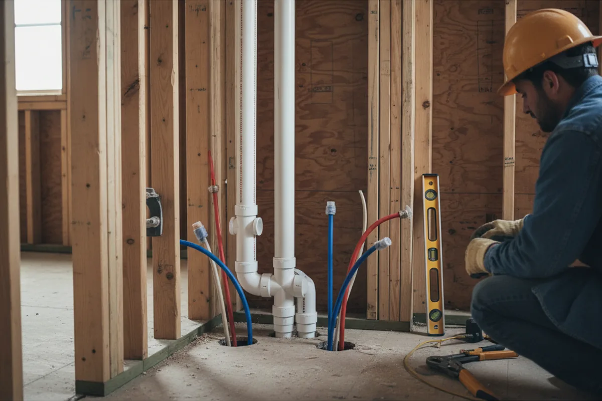 Drain and supply rough-in during Sump Pump Repair in Berry